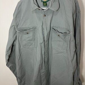 Cabela’s Outdoor Gear Button Up Shirt Men’s XL Tall Gray 100% Cotton Workwear
